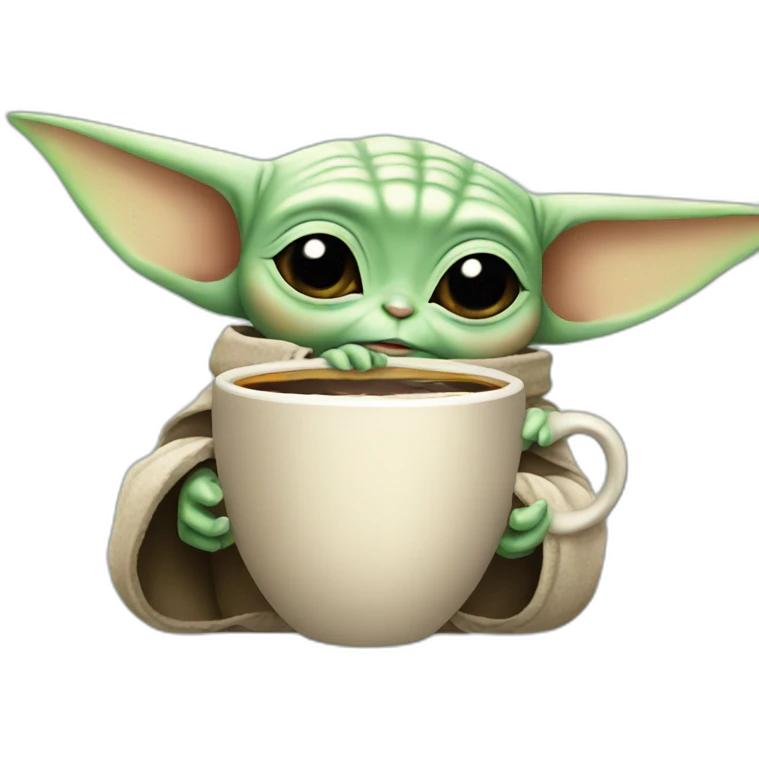 Baby yoda drinking coffee emoji