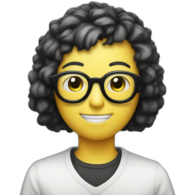 chatbot with glasses holding a book is black emoji