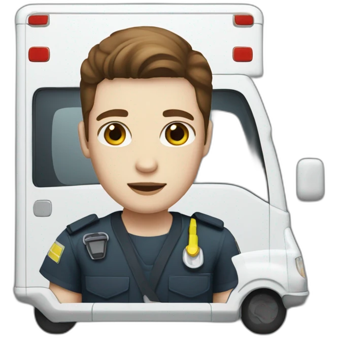 Ambulance yung man with white skin and brown hair  emoji
