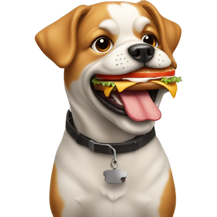 dog eating a hamburguer emoji