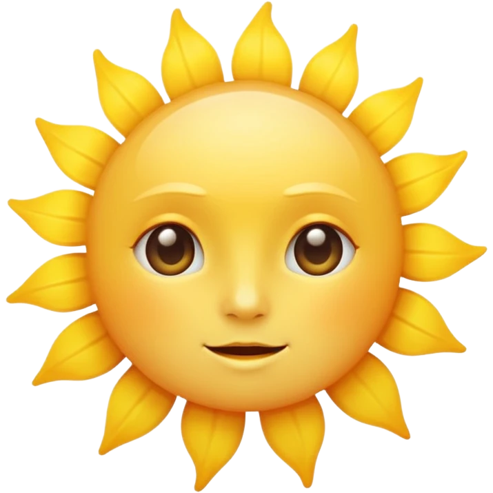 Generate a high-quality emoji of a yellow sun, bright and shining, smooth gradient colors, no facial features, simple white background, high-resolution.

 emoji