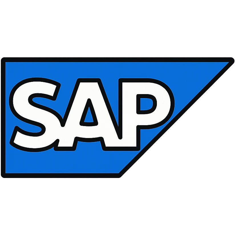clean recognizable SAP logo icon, classic blue and white color scheme, simple geometric look emoji