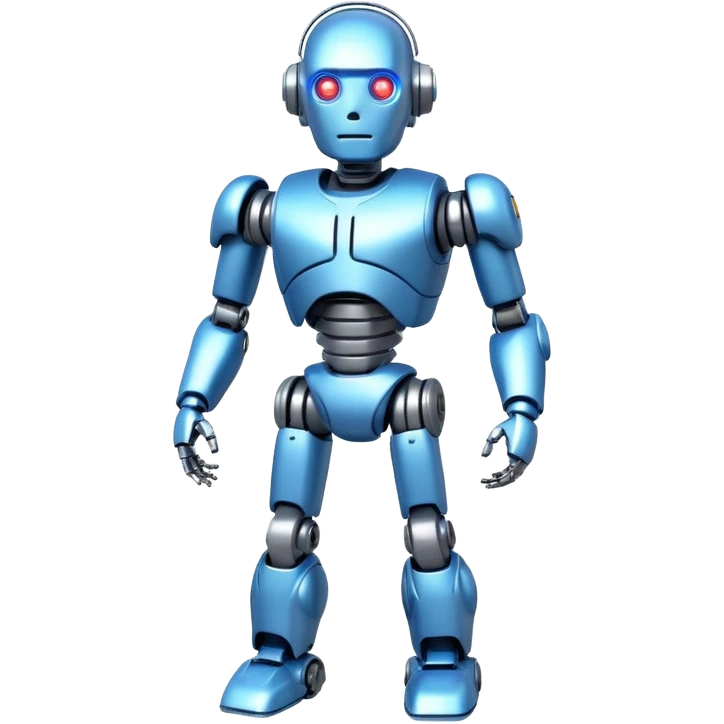 A fit male robot with a huge brain, full body emoji