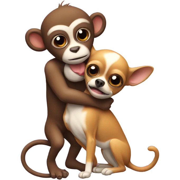 Small monkey putting a chihuahua in a headlock emoji