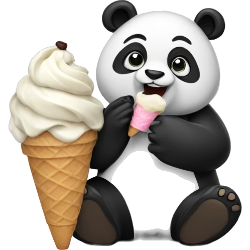 Panda eating ice cream emoji