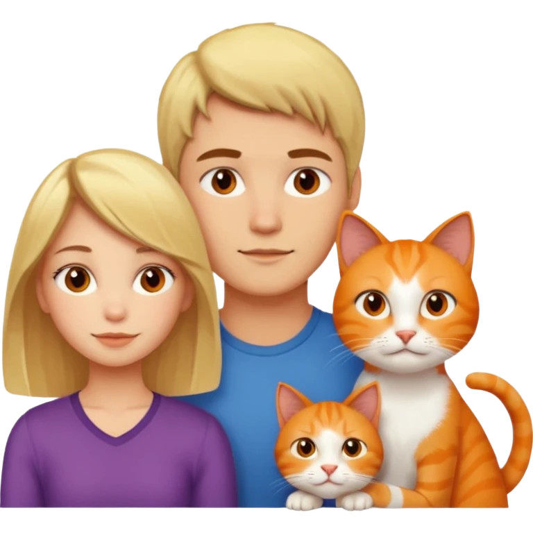 blond-hair-girl-and-brunette-hair-man-and-orange-cat emoji