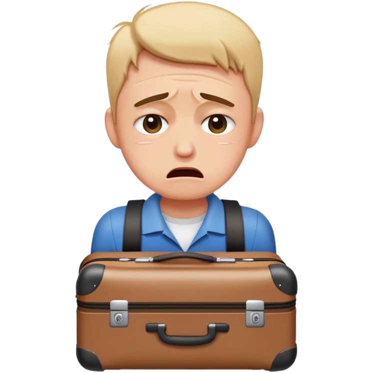 A person that is traveling with cabin baggage and it's larger than the legal size so the person is crying because the baggage doesn't fit emoji