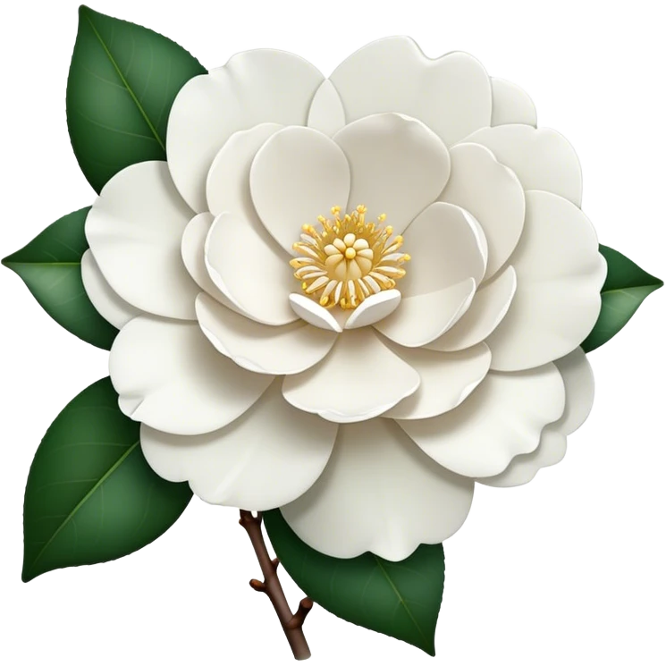 single White Camellia Japonica, straight stem emoji