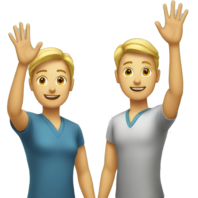 two employee waving hands emoji