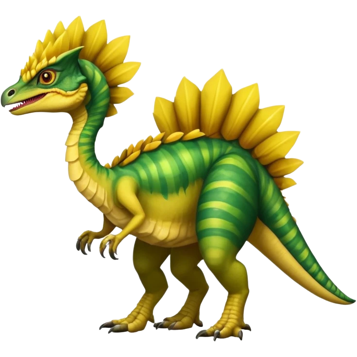 Dilophosaurus with yellow frills 2 legs 2 arms and 1 tail emoji