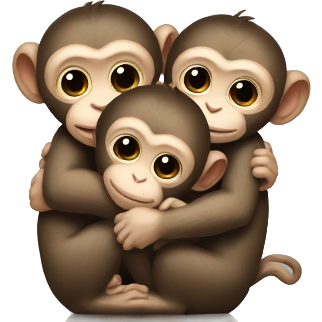three baby monkeys hugging  emoji
