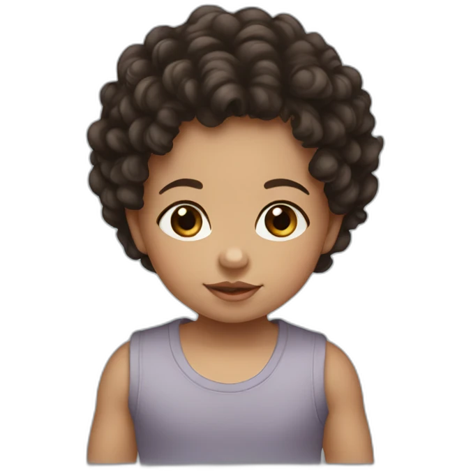 Baby with dark Brown Short Curls and light skin emoji