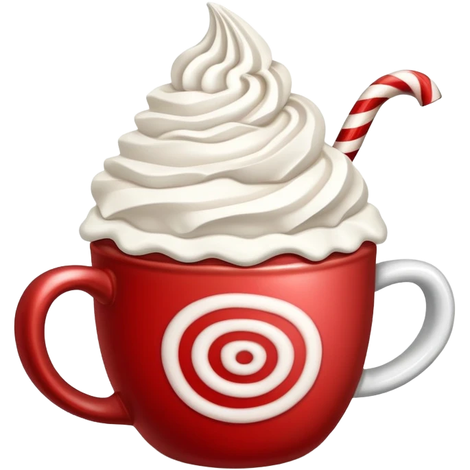 Peppermint hot cocoa with whipped cream and crushed peppermint candy on top emoji