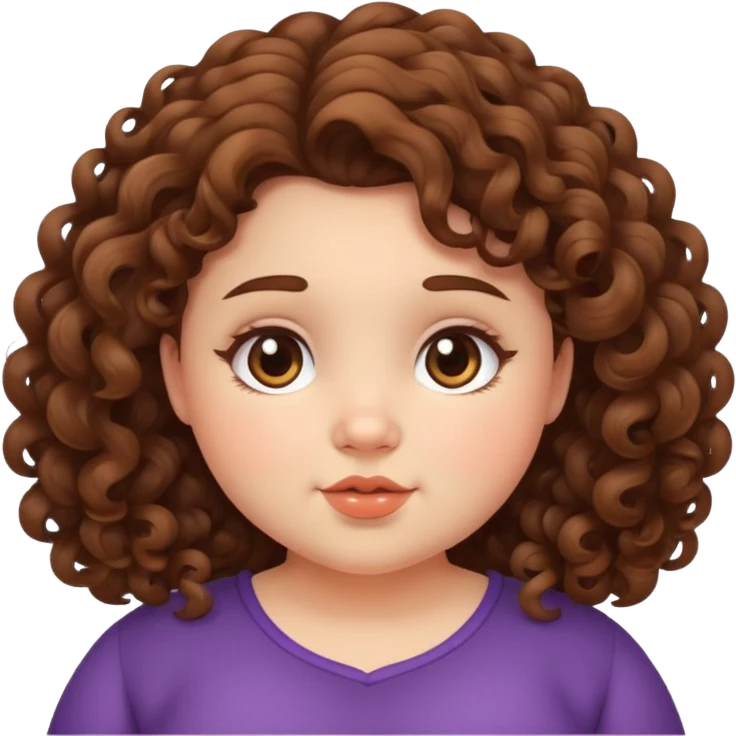 A girl with a curly brown hair and chubby cute cheeks  emoji