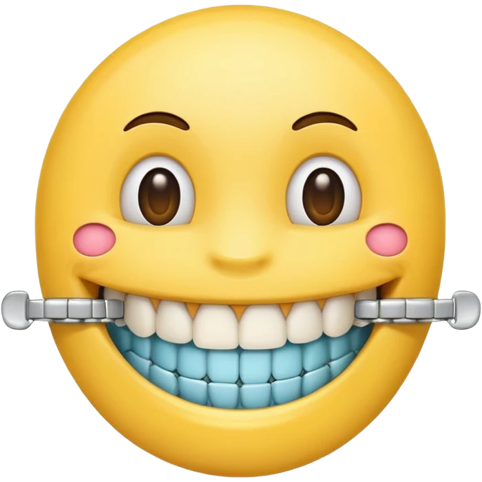 A smiling emoji with dental braces emoji
