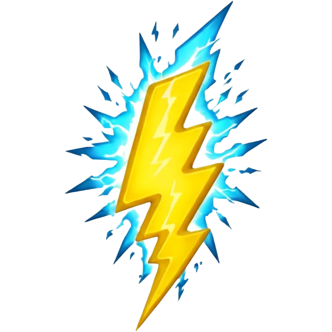3D render of Lightning Bolt, miniature weather phenomenon, volumetric particle effects, jagged glowing bright yellow plasma strike, elemental energy, emoji style, isolated on white background --v 6.0. emoji
