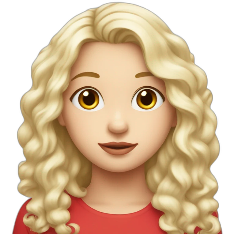 Une fille au cheveux rouge bouclés long et blanche de peau  emoji