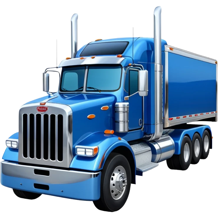 blue peterbilt truck, hauling trailer emoji