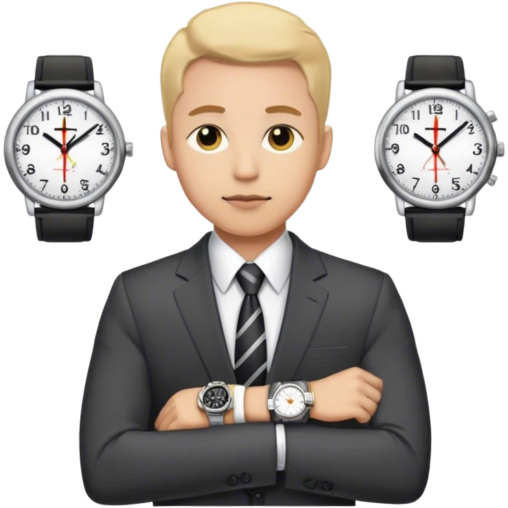 office worker with watches behind him  emoji