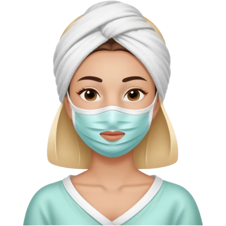 Lady with face mask spa beauty full face relaxing emoji
