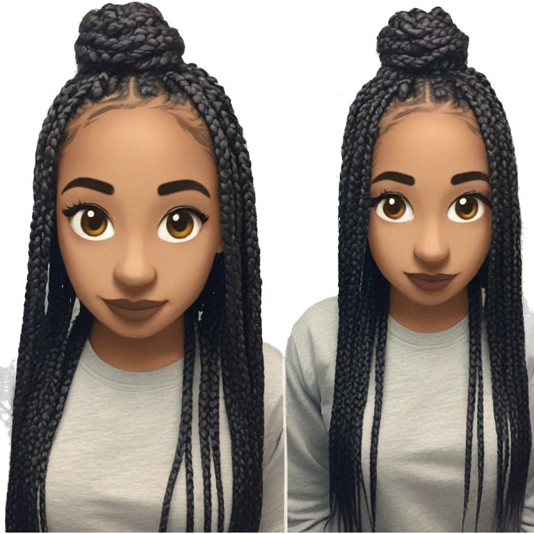 Mixed skin box braids cute styled  emoji