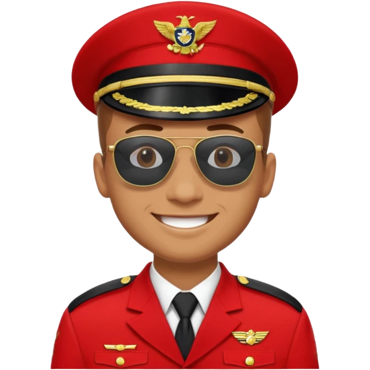 Smiling military man with sunglasses in red uniform emoji