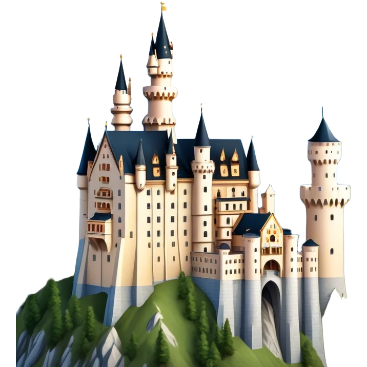 Cinematic Realistic Neuschwanstein Castle Landmark Emoji, depicted as the fairy‚Äêtale castle set against a mountainous backdrop rendered with dramatic lighting and intricate textures. emoji