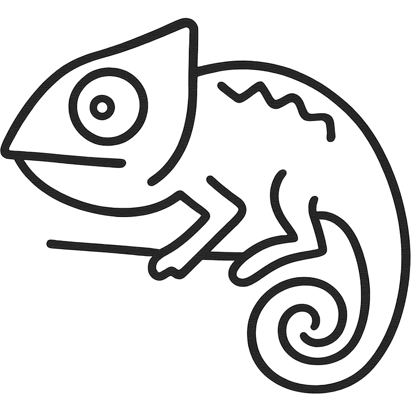 hand-drawn outlined chameleon icon emoji