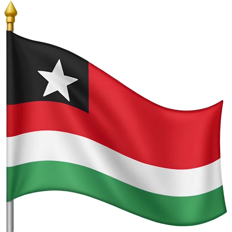 A horizontal tricolour flag of red, white, and black; charged with two green stars at the centre. emoji