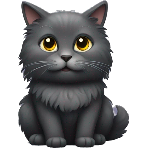 dark grey fluffy cat emoji