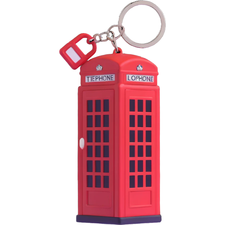 London red phone box keyring with cute proportions emoji