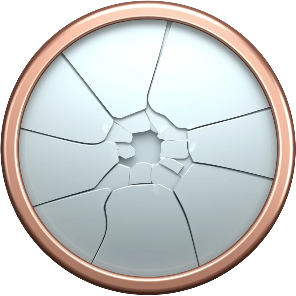 Detailed cracked mirror with rose gold trim emoji