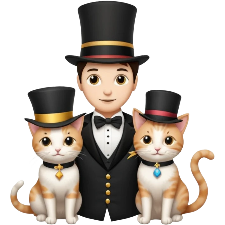 magician couple and their pet cat emoji