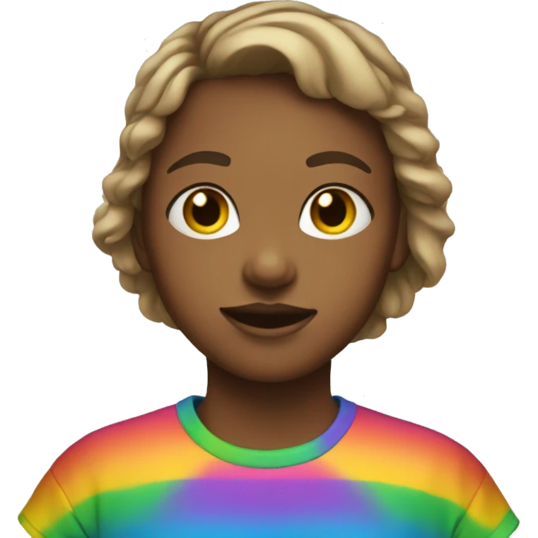 Girl wear a rainbow t-shirt emoji