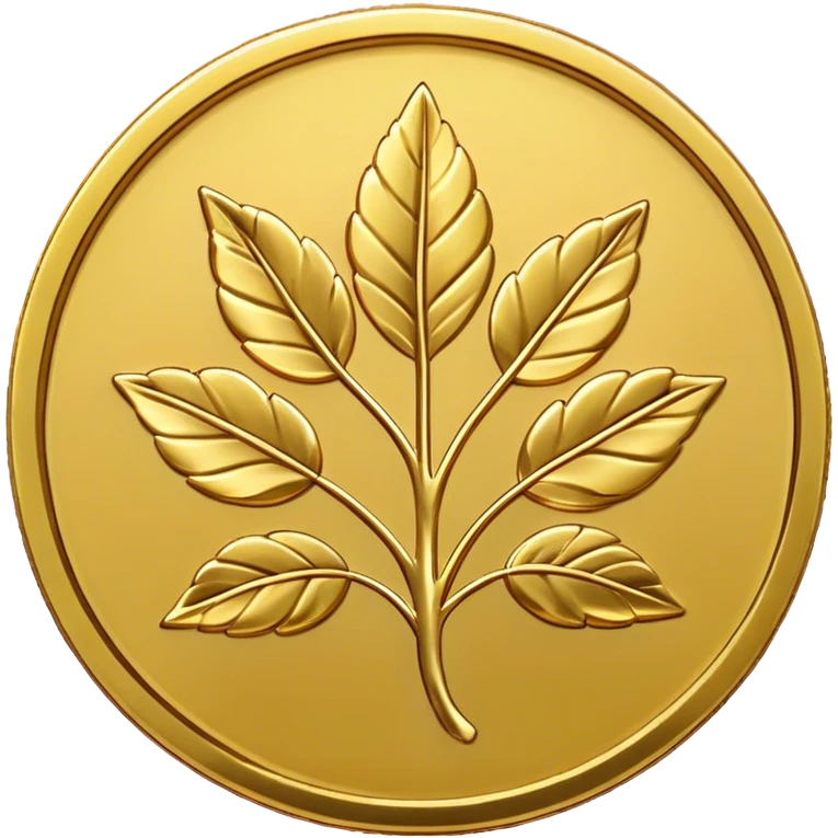 gold coin with clever with 5 leaves emoji