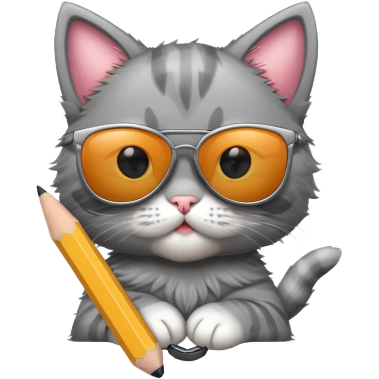 A big pencil with a kitten in sunglasses emoji