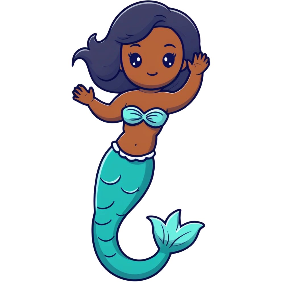 black mermaid with dark skin emoji