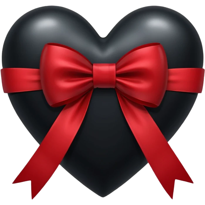 Black heart with black bow, explore emoji