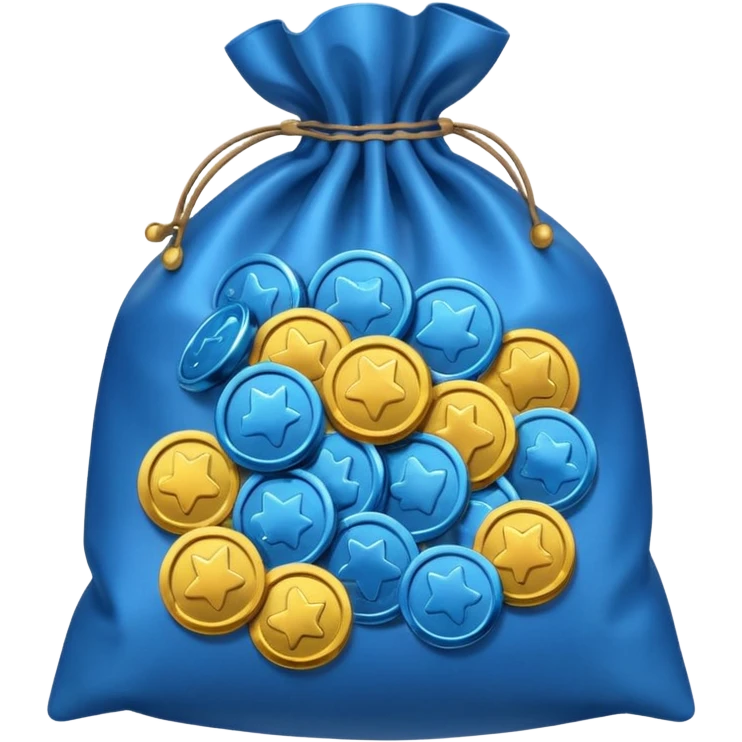 blue coins inside an opened bag  emoji
