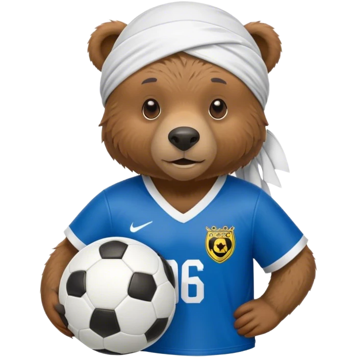 Bear wearing Durag, with soccer jersey playing soccer emoji