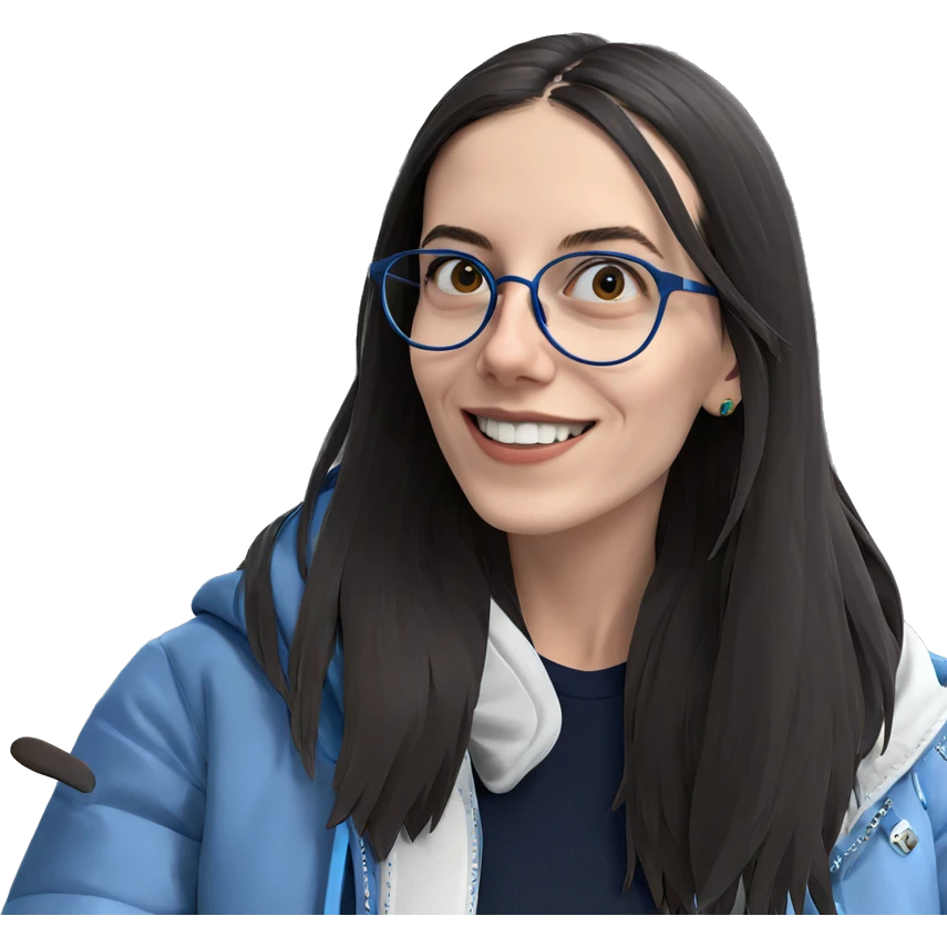 smiling girl in blue jacket emoji