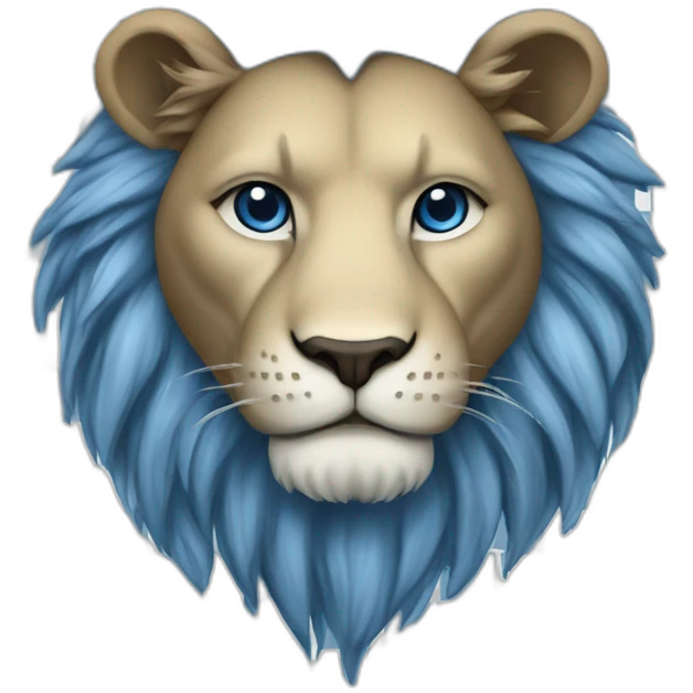 lion in mask blue-white checkerboard color emoji