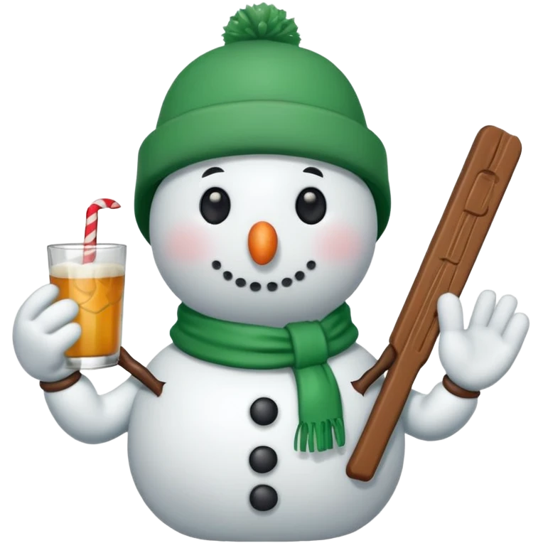 snowman wearing green cap with chaco bar emoji