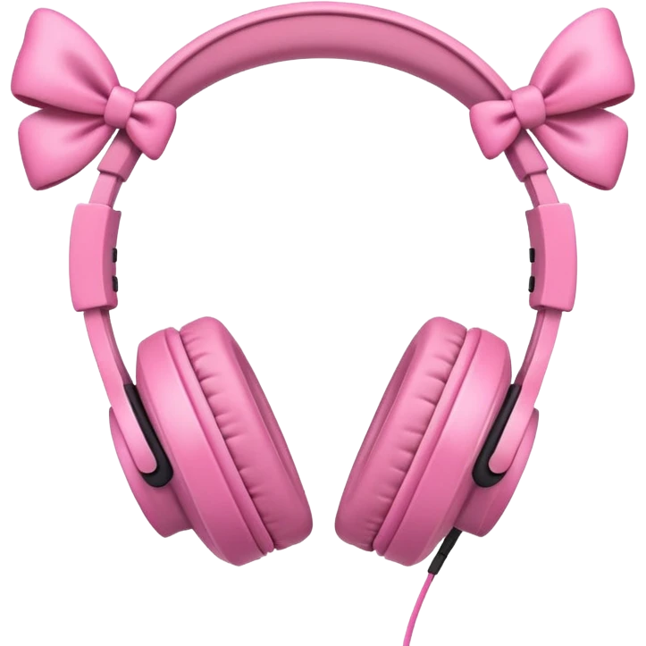pink headphones with bows, simple and cute emoji style emoji