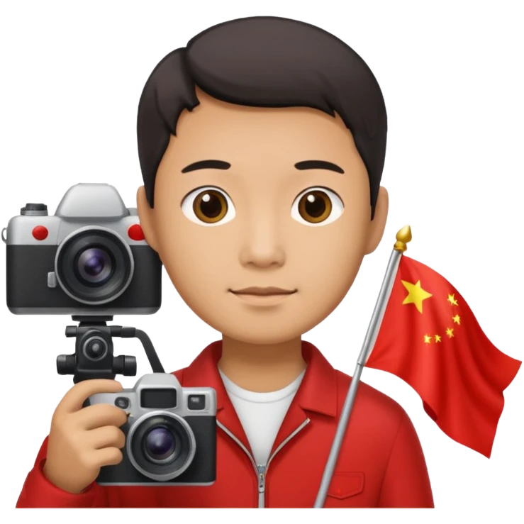 A Chinese man with a Chinese flag and a camera emoji