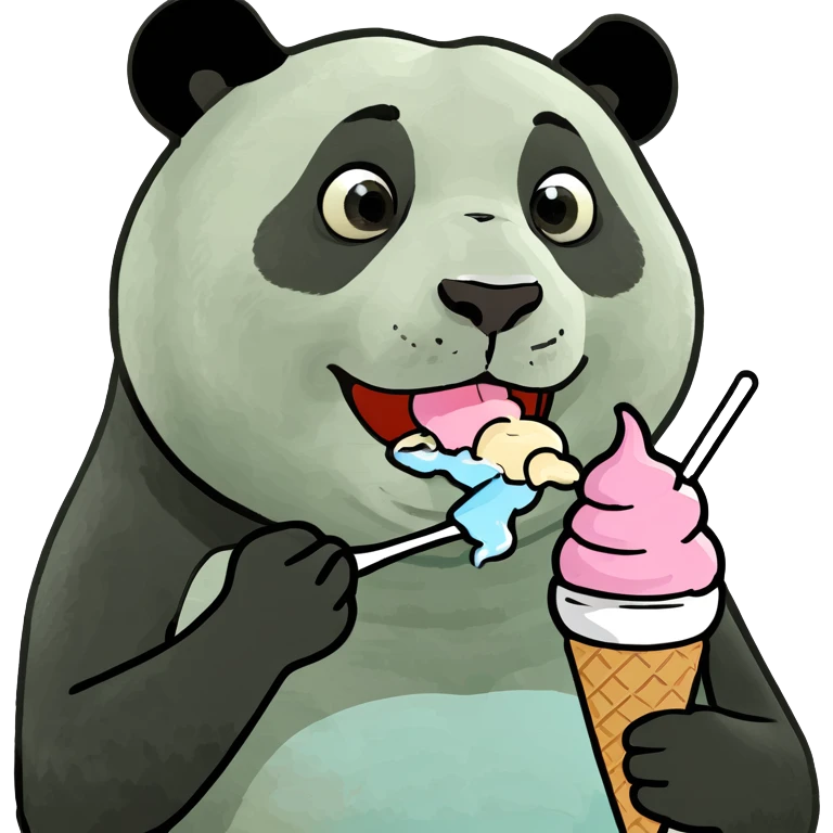 Panda eating ice cream emoji