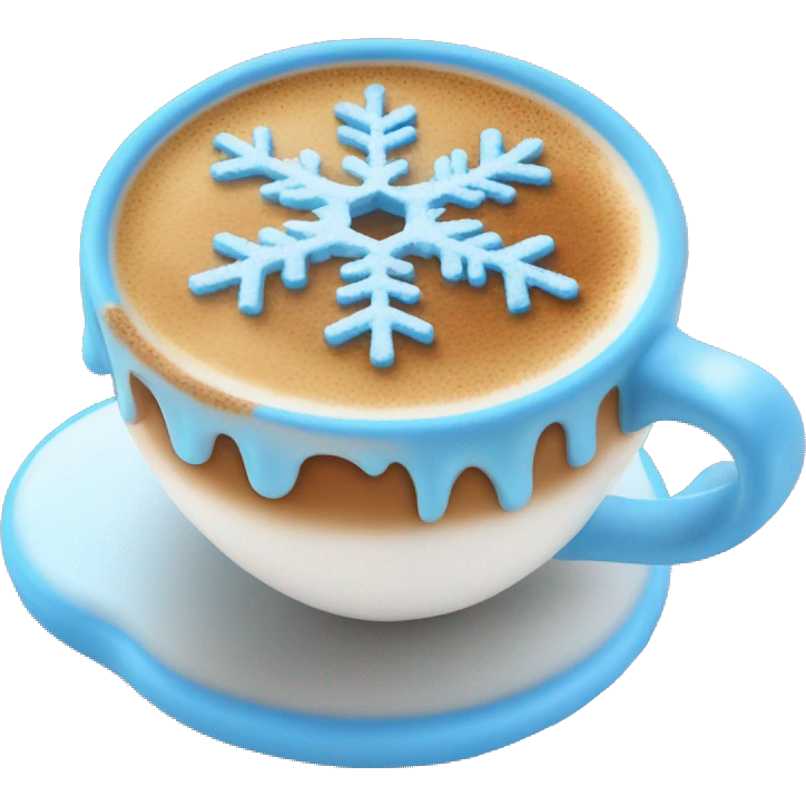 Cappuccino with a blue snowflake on foam emoji