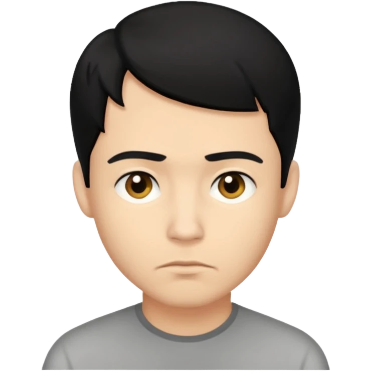 ligth man black hair  thinking emoji