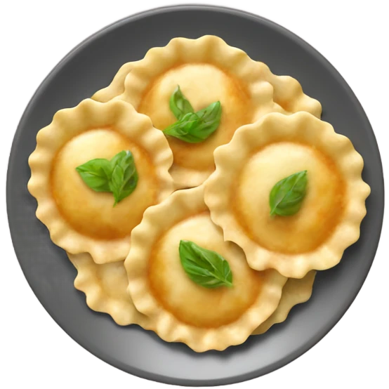 Plate of ravioli with sauce emoji