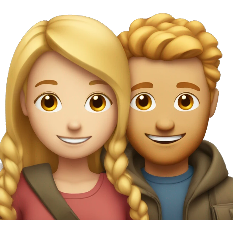 couple hug with warm smiles blonde girl and ginger man  emoji
